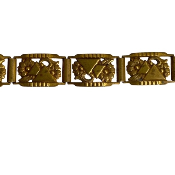 Antique Gold Filled Panel Openwork Bracelet Stamped 7.5 inches Long - Picture 3 of 7